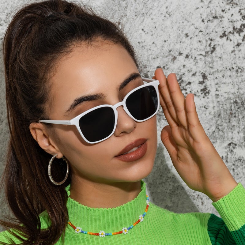 Generic Retro Square Sunglasses Unisex S21207 C03 White 