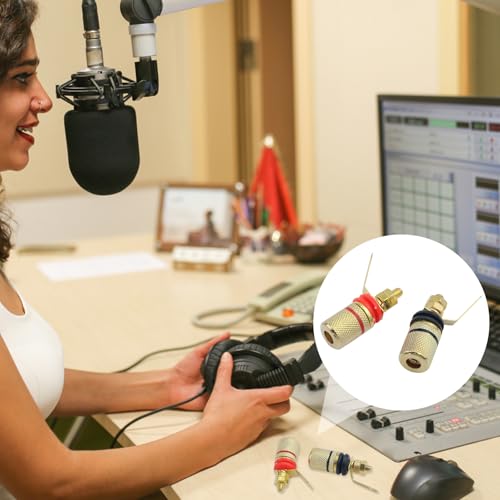 Antrader 12pcs Gold Plated Speaker Terminal Binding Post 4mm Banana Plug Socket Connector (6Black+6Red) - Image 2