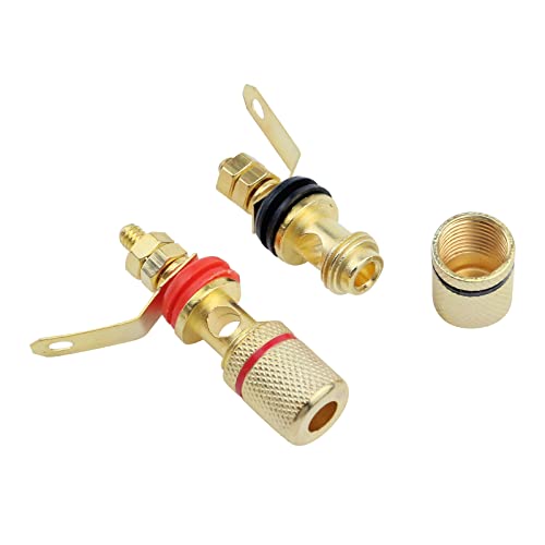 Antrader 12pcs Gold Plated Speaker Terminal Binding Post 4mm Banana Plug Socket Connector (6Black+6Red) - Image 4