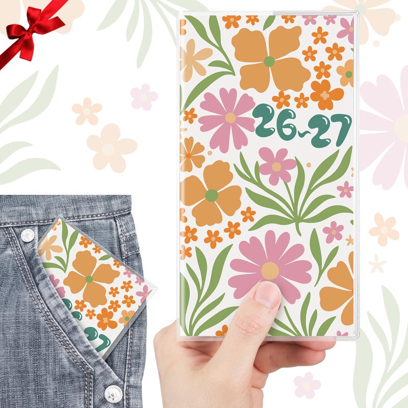 ReliThick 2026-2027 Pocket Calendar for Purse Small Monthly Planner for Women Colorful Academic Handy Weekly Pocket Planner Journal Notebook Christmas New Year Gift Sister Friends Women - Image 1