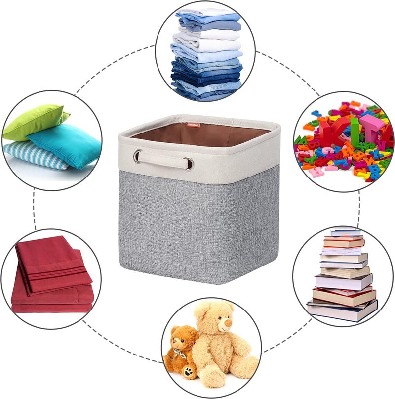 Kntiwiwo Cube Storage Bins 10.5â€ x 10.5 x 11â€ Cloth Baskets for Storage with Handles Storage bins for Shelf, Closet, Office Organizer, Set of 6 - Image 4