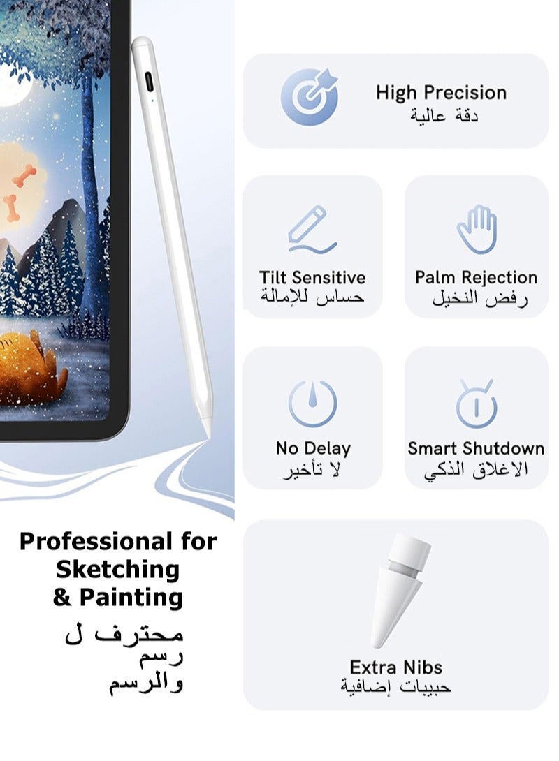 Asan Ge iPad Pencil for iPad 9th & 10th Generation with Palm Rejection, Stylus Pen Compatible with Apple iPad【2018-2022 All Gen】, iPad 6/7/8/9/10, iPad Pro 11/12.9-inch, iPad Mini 5/6, iPad Air 3/4/5 (White) - Image 4
