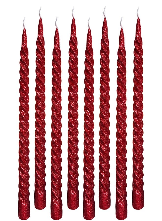 Luces Paraffin Wax Pack of 4 Red Spiral Glitter Candle Decoretion for Diwali Birthday Party Living Room - Image 2