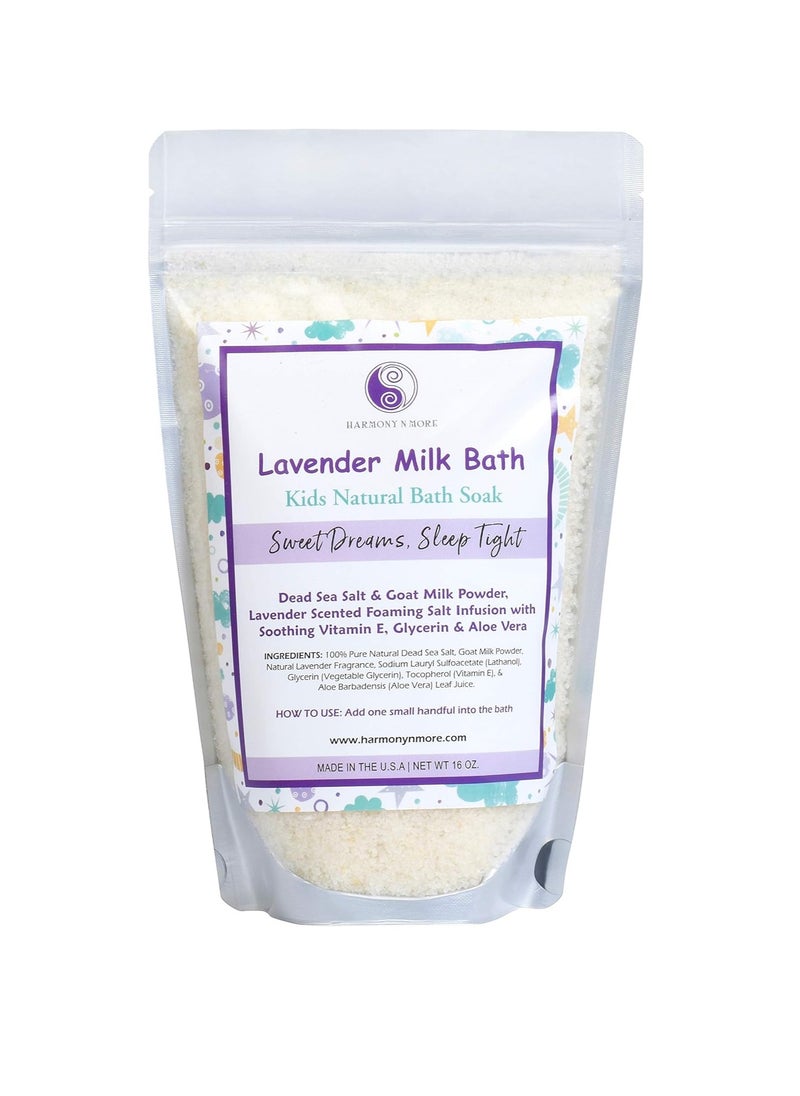 Harmony N More - Lavender Milk Kids Bath - Natural Pacific Sea Salt - Comfy & Nourishing for The Skin - Tub Time Foaming Bath Salt Soak - All Natural - Image 1