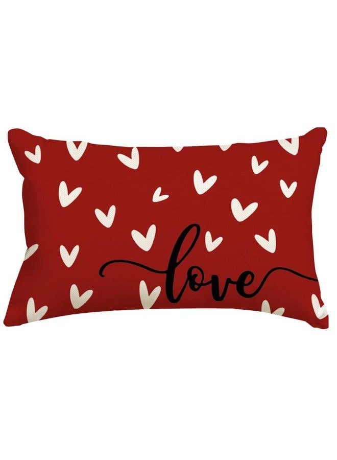RABUSOFA Valentines Pillow Covers 12x20 inch Valentine's Day Decorations Red Heart Decorative Lumbar Throw Pillows for Bedroom Sofa Couch Holiday Wedding Festivals Home Decor - Image 1