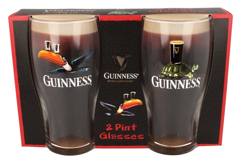 GUINNESS مجموعة أكواب جينيس الرسمية من تورتويز توكان جيلروي سعة 2 باينت شفافة