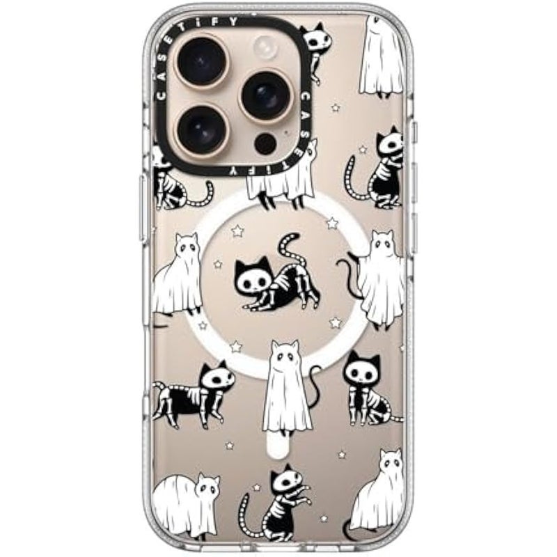 Casetify Clear iPhone 16 Pro Case 【Not Yellowing / 6.6 ft. 3X Military Grade Drop Protection/Magsafe】 -  Ghost Cats and Skeleton Cats - Clear - Image 4