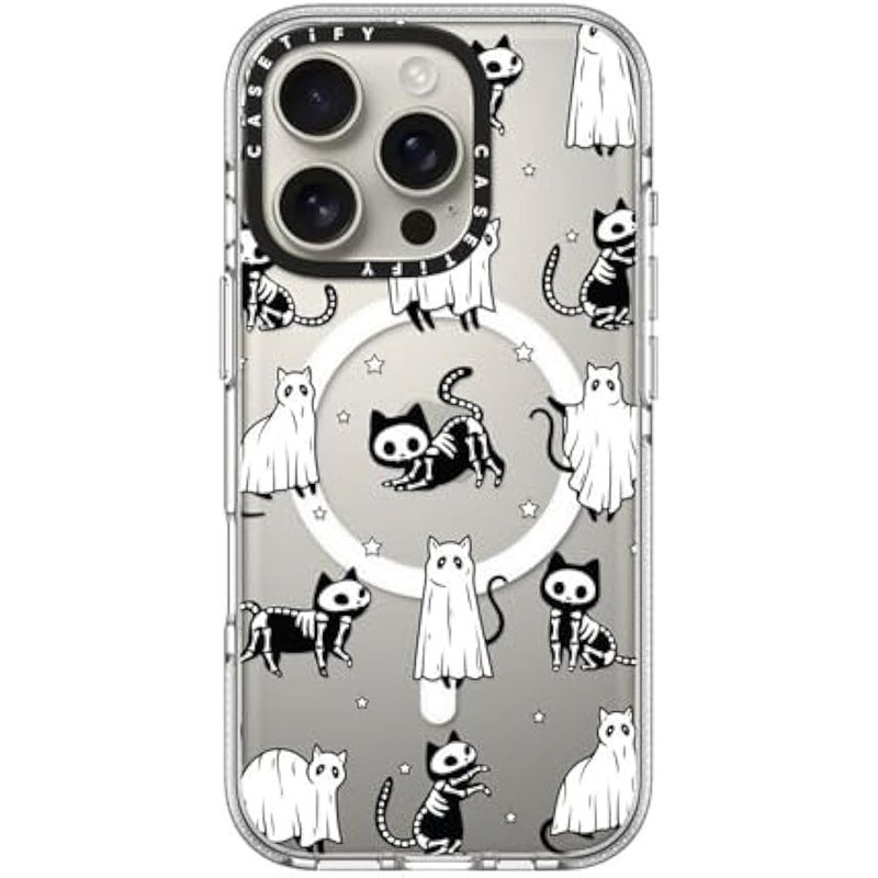 Casetify Clear iPhone 16 Pro Case 【Not Yellowing / 6.6 ft. 3X Military Grade Drop Protection/Magsafe】 -  Ghost Cats and Skeleton Cats - Clear - Image 3