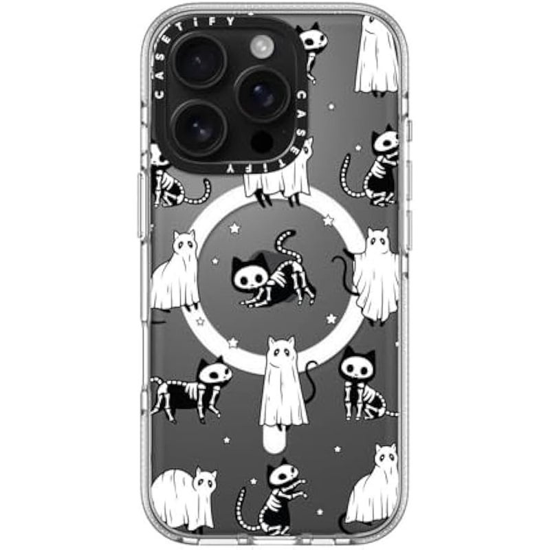 Casetify Clear iPhone 16 Pro Case 【Not Yellowing / 6.6 ft. 3X Military Grade Drop Protection/Magsafe】 -  Ghost Cats and Skeleton Cats - Clear - Image 2