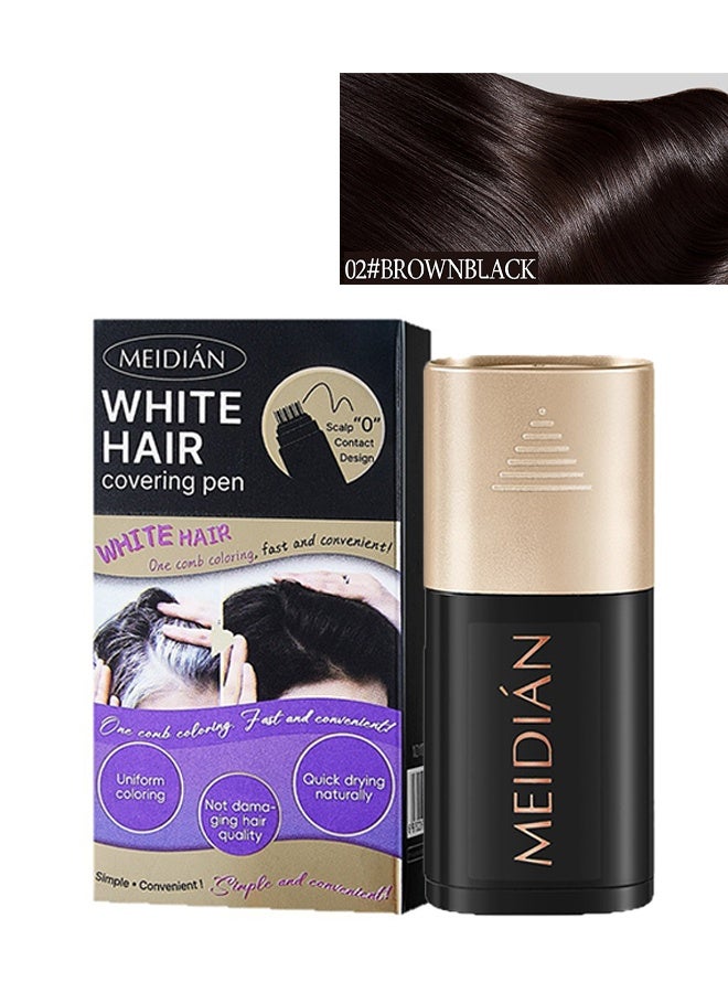 Meidián White Hair Covering Pen, Root Touch Up, Instantly Hairline Shadow Gray Touch-up Cover Up, Multi-Functional Quick Covering Gray Hair& Beard,Long-Lasting Waterproof Temporary Touchup Stick 02#BrownBlack - Image 1