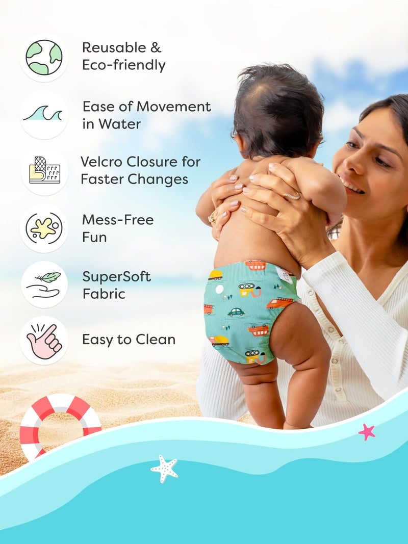 Superbottoms حفاضة سبربوتومز القابلة لإعادة الاستخدام للسباحة | غلاف حفاضة قماش سوبر سوفت مع فيلكرو | تناسب قابل للتعديل من 3 أشهر إلى 3 سنوات | لا حاجة لإدخال | حفاضة سباحة صديقة للبيئة وخالية من الطفح الجلدي للأطفال - Image 2