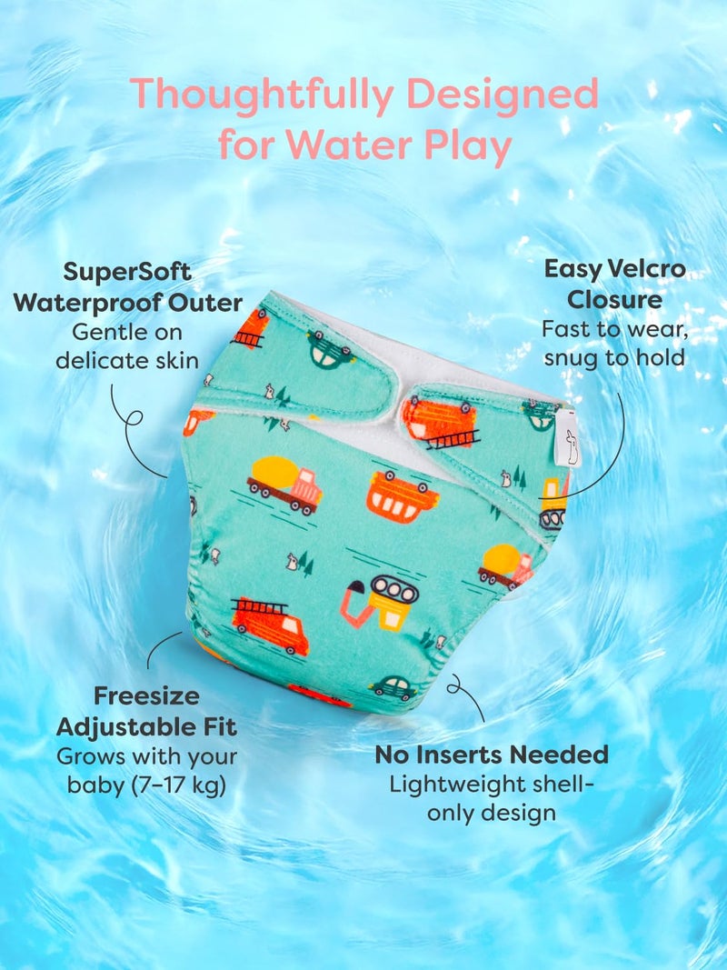 Superbottoms حفاضة سبربوتومز القابلة لإعادة الاستخدام للسباحة | غلاف حفاضة قماش سوبر سوفت مع فيلكرو | تناسب قابل للتعديل من 3 أشهر إلى 3 سنوات | لا حاجة لإدخال | حفاضة سباحة صديقة للبيئة وخالية من الطفح الجلدي للأطفال - Image 3