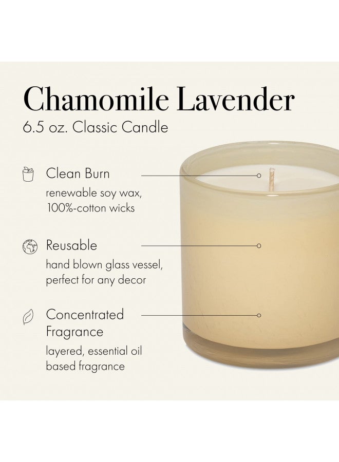 LAFCO New York Classic Candle, Chamomile Lavender - 6.5 oz - 50-Hour Burn Time - Reusable, Hand Blown Glass Vessel - Made in The USA - Image 1