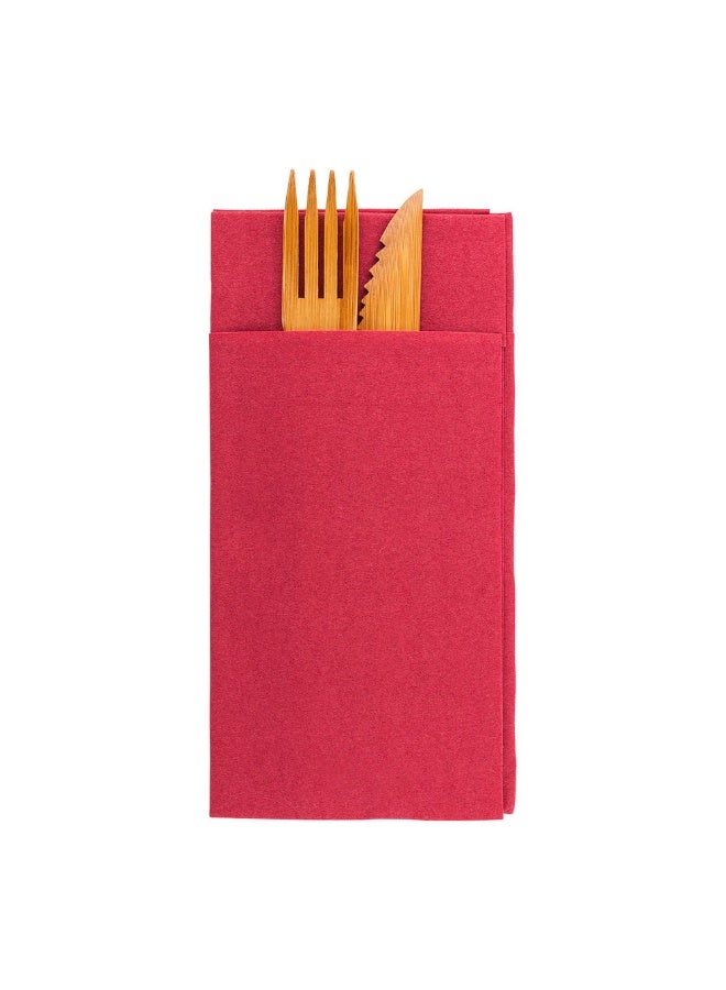 Restaurantware Luxenap 15.8 Inch Perforated Napkins, 800 Disposable Pocket Napkins - Bult-In Pocket, Air Laid, Burgundy Paper Dinner Napkins, Pre-folded, Absorbent  - Image 1