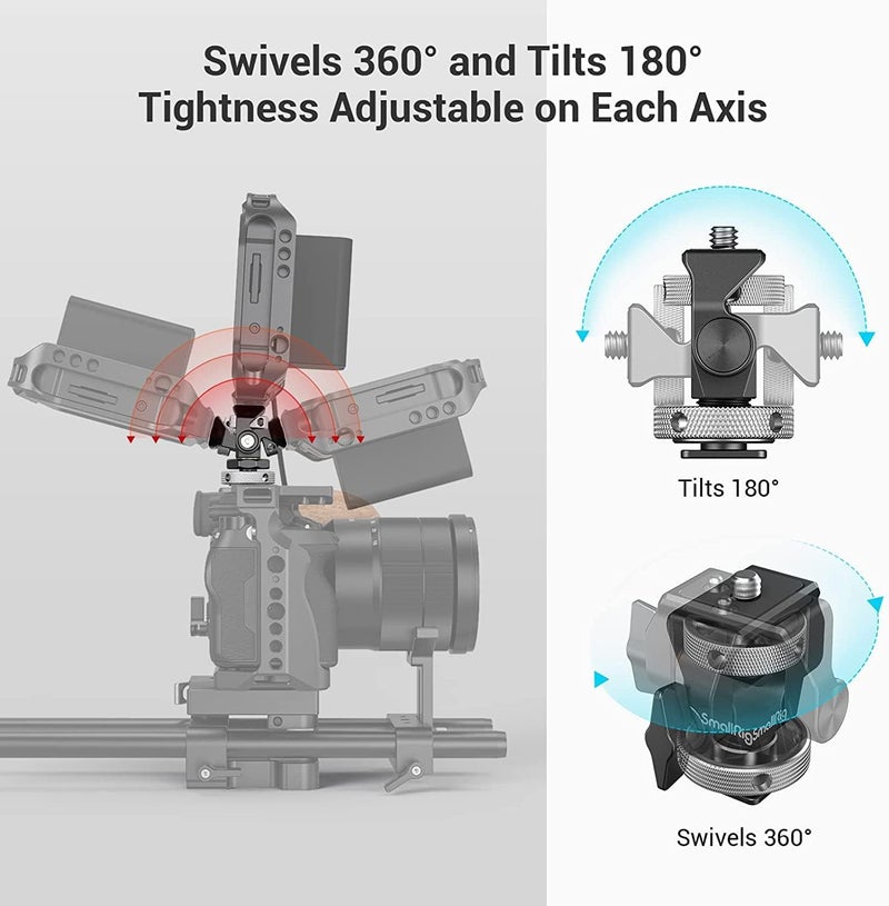 Ready varied options Field Monitor Mount - Swivel and Tilt Adjustable with Cold Shoe Mount for 5" and 7" Monitor Connectable modular - Image 5
