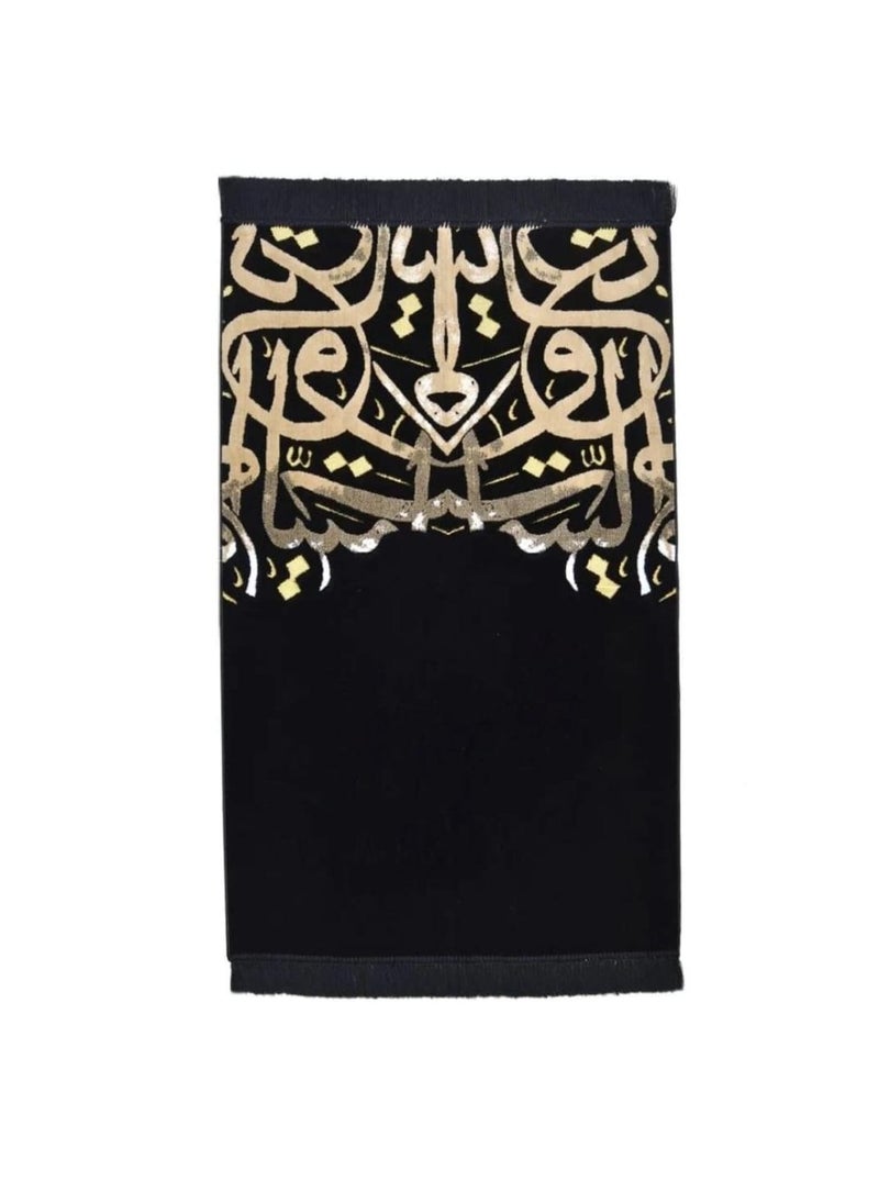 متجر سلام سجادة صلاة ناعمة أسود/ذهبي  - Image 1