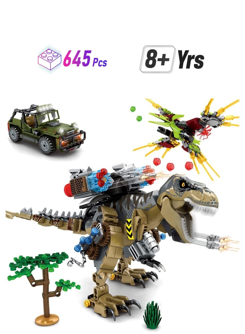 واي آند دي Dinosaurs Building Blocks Set 645 Pcs, Dinosaur for Boys Age 8 9 10 11 12 13 14 Years Toys Kit, Park World, Birthday Gifts and Girls - Image 1
