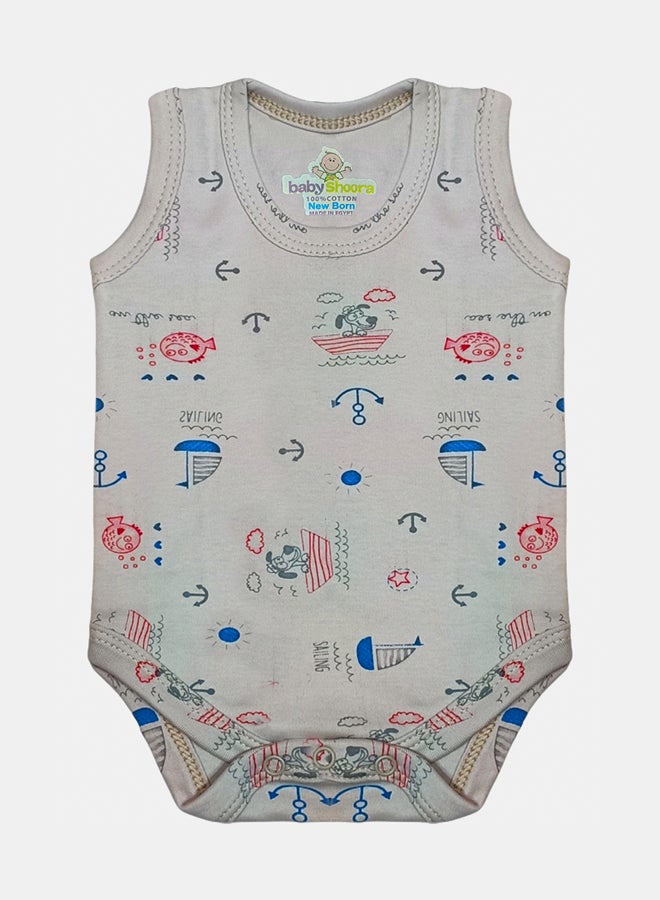 BabyShoora Baby Unisex Printed Sleeveless Cotton Bodysuit (Pack Of 2) - Image 2