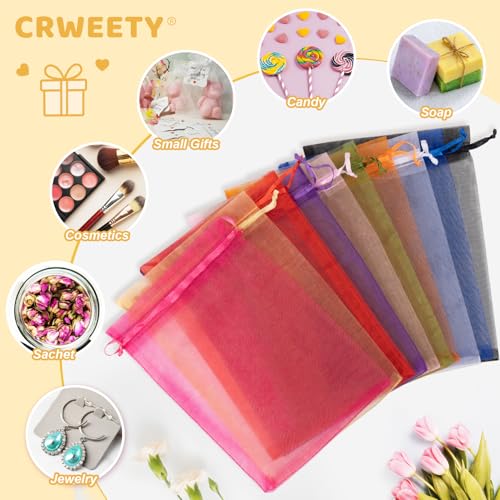 Crweety 50 Pcs 4x6 Inch Gold Organza Bags, Small Mesh Gift Bags Drawtring for Wedding Favor Candy Bridal Shower Party Favor, Luxury Jewelry Pouches for Holiday & Mothers Day Gift Wrap - Image 5
