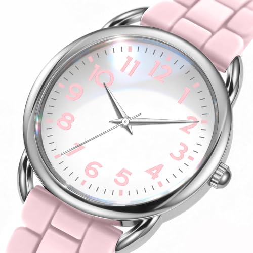 Bisley Women Watch Pink Silicone Strap White Dial Easy to Read Watch - Image 3