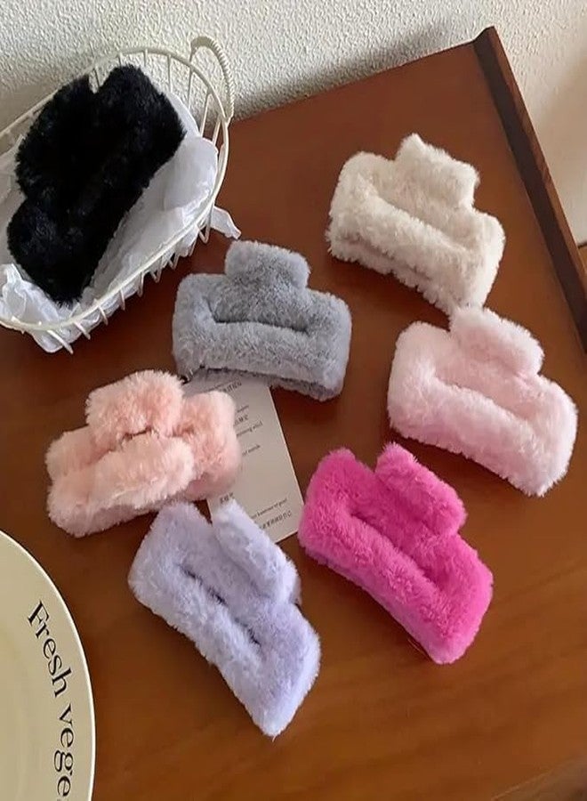 Bloriza Luxurious 6-Pack Fur Clutchers for Women & Girls | Furry Claw Clip Set for Hair | Long Fur Hair Clips (Random Color) (pack of 6) - Image 1