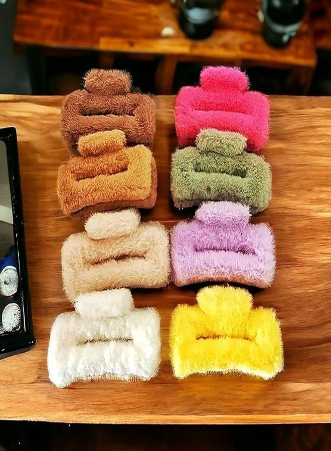 Bloriza Luxurious 6-Pack Fur Clutchers for Women & Girls | Furry Claw Clip Set for Hair | Long Fur Hair Clips (Random Color) (pack of 6) - Image 4