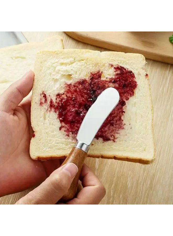 قطعتان من سكاكين الزبدة بمقابض خشبية بتصميم مريح لسهولة فرد الزبدة والجبن والقشدة - Image 3
