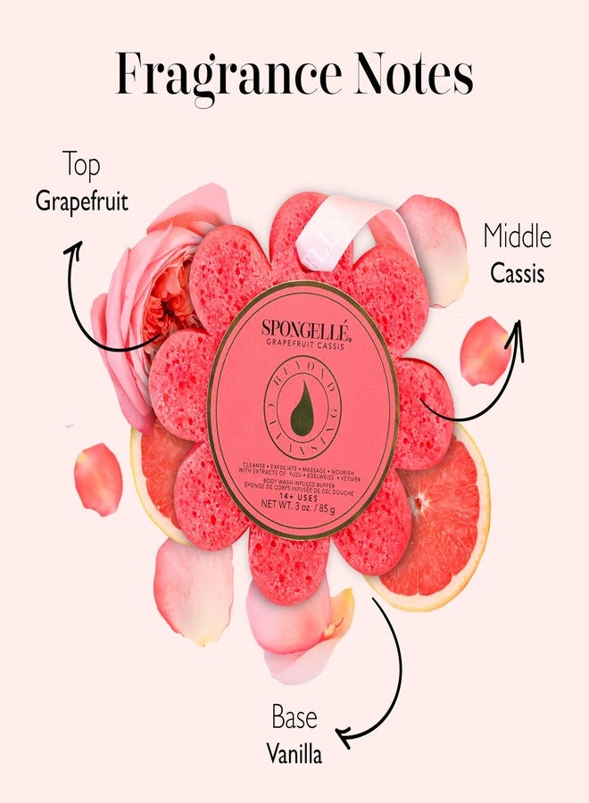 SPONGELLÉ Spongelle Grapefruit Cassis Wild Flower Loofah Body Scrubber | Bath & Shower Loofah for Women | Body Scrubber Exfoliator with Body Wash Infused Sponge | 14+ uses | Zesty Grapefruit, Cassis & Vanilla - Image 3