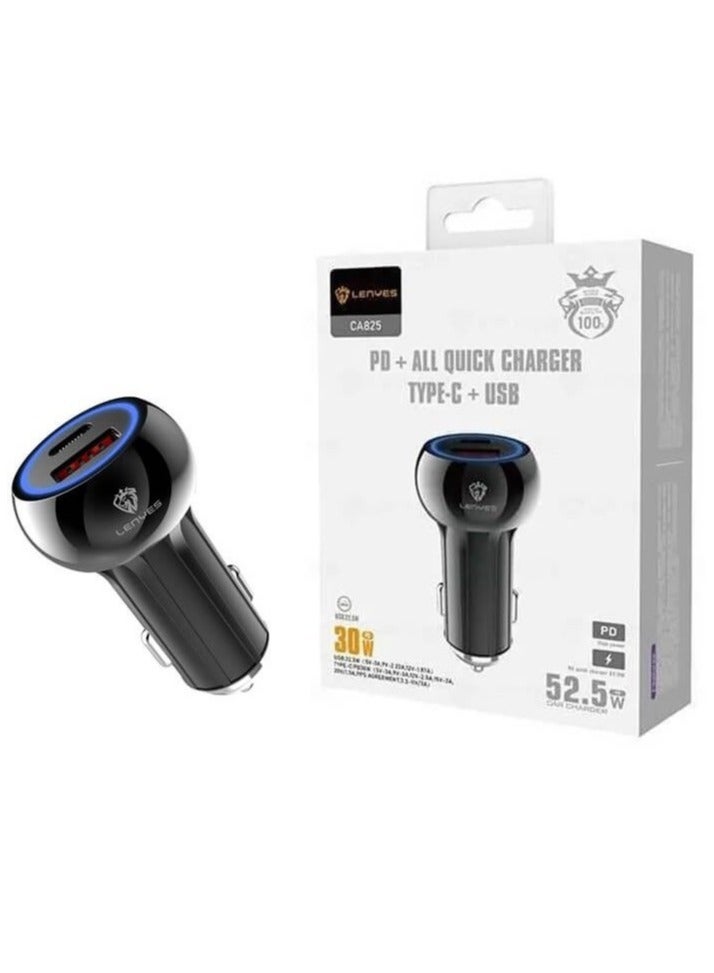 لينيس شاحن سيارة Lenyes USB+Type-C سريع الشحن PD 52.5 واط - Image 1
