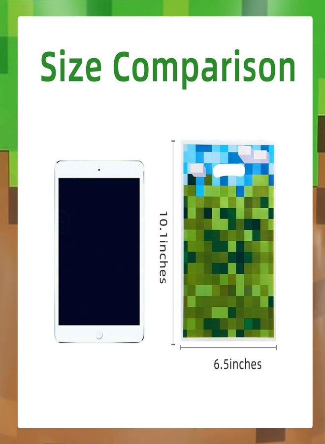 Rexinc 40Pcs Pixel Video Game Theme Party Favor Bags, Gift Treat Bags Boom Plastic Candy Snack Bag with Handles for Kids Boys Girls Gamers Birthday Party Supplies (Green&Brown 20pcs, Green&Blue 20pcs - Image 2