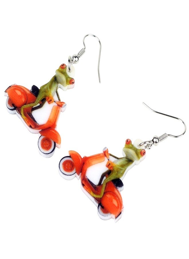 NEWEI Acrylic Sweet Cartoon Skateboard Frog Earrings Drop Dangle Big Long Fashion Animal Jewelry For Women Charms (Green,Red) - Image 3