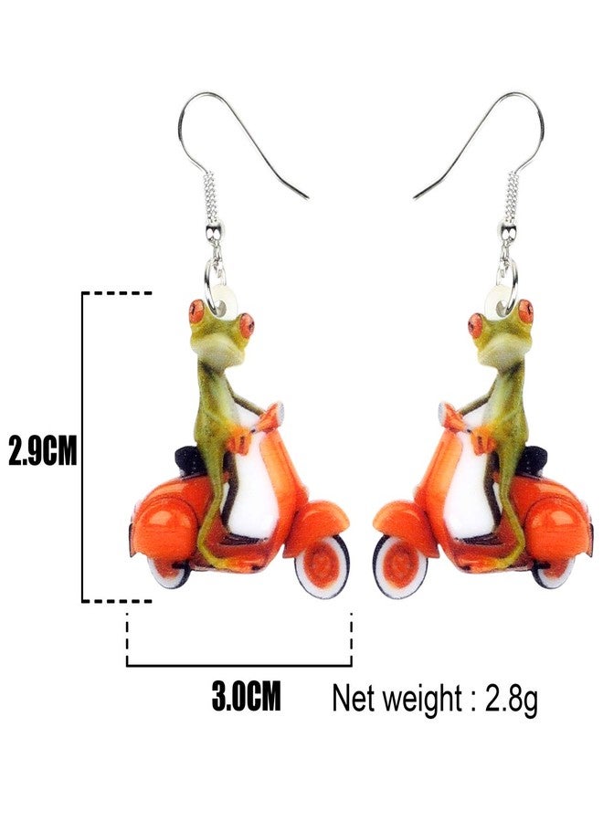 NEWEI Acrylic Sweet Cartoon Skateboard Frog Earrings Drop Dangle Big Long Fashion Animal Jewelry For Women Charms (Green,Red) - Image 5