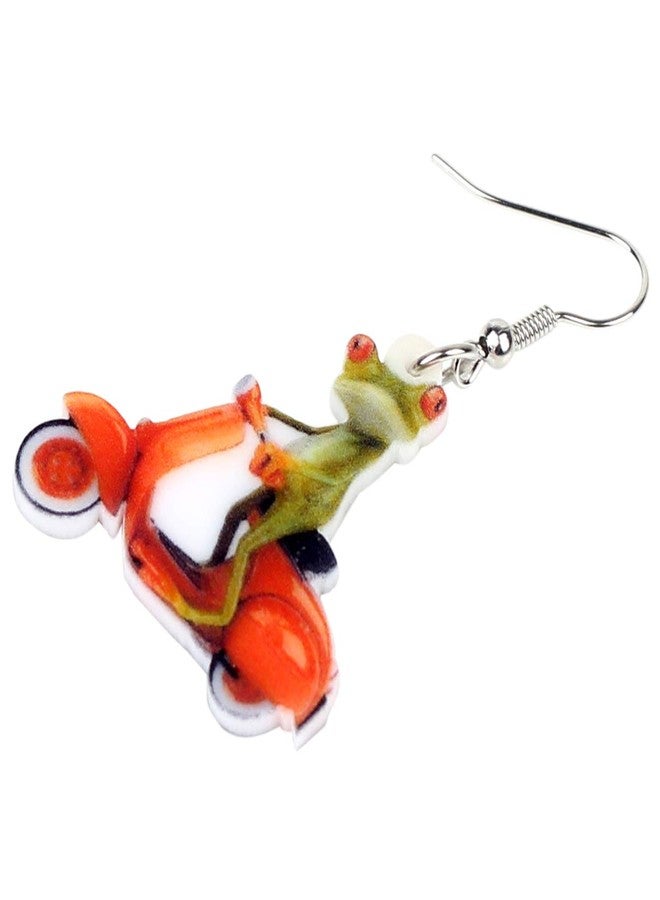 NEWEI Acrylic Sweet Cartoon Skateboard Frog Earrings Drop Dangle Big Long Fashion Animal Jewelry For Women Charms (Green,Red) - Image 4
