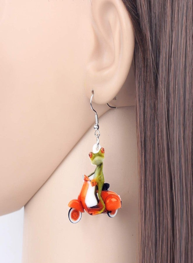 NEWEI Acrylic Sweet Cartoon Skateboard Frog Earrings Drop Dangle Big Long Fashion Animal Jewelry For Women Charms (Green,Red) - Image 2