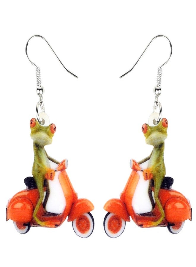 NEWEI Acrylic Sweet Cartoon Skateboard Frog Earrings Drop Dangle Big Long Fashion Animal Jewelry For Women Charms (Green,Red) - Image 1