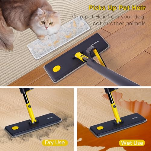 MinuteToCleanIt Flat Mop for Floor Cleaning with Built in Spray | Floor Cleaner Magic Mop for Glass, Wall, Tile and Home | Wet & Dry Use | 360° Rotation (Refill Pack of - 6) - Image 5