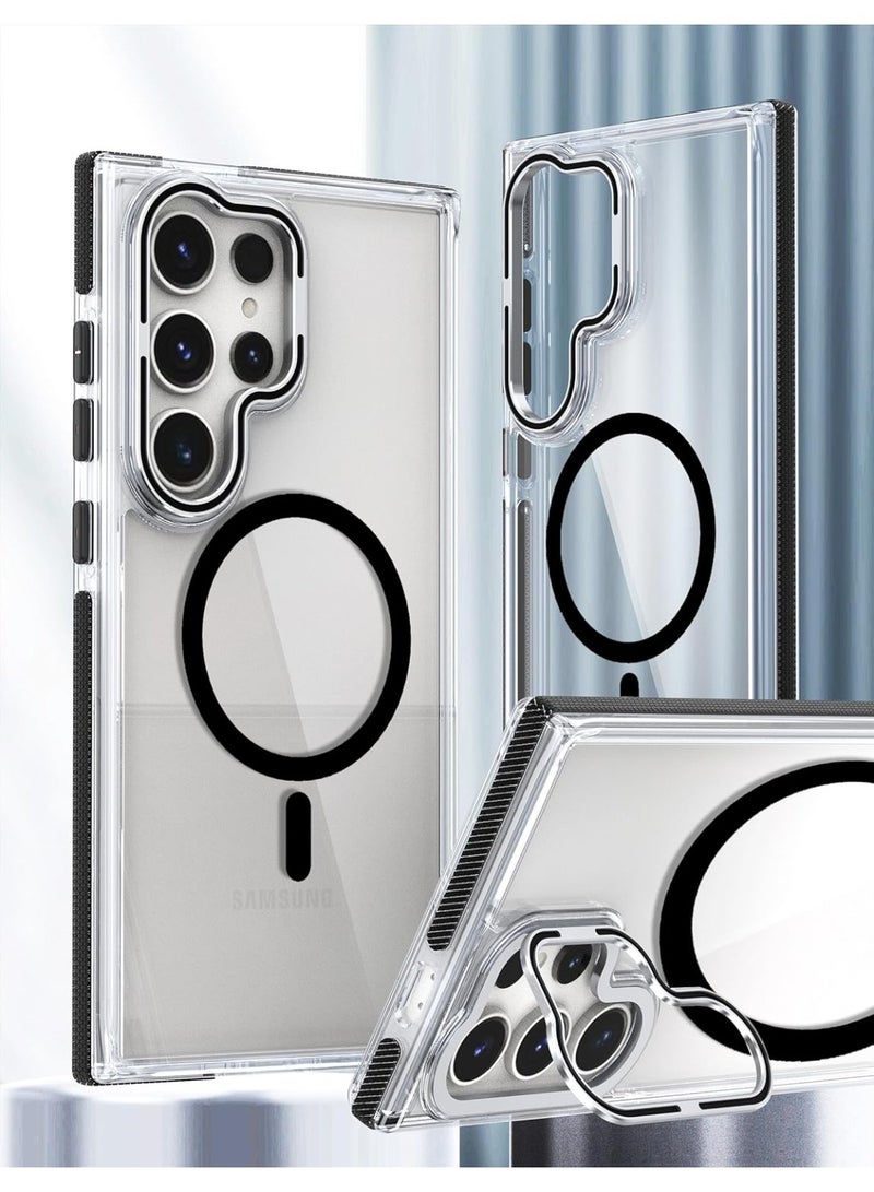 Raxoom Stronger Magnetic Clear Case for Samsung Galaxy S25 ultra Anti-Fall Wireless Charge Colorful Frame Acrylic Cover,Gray,for Galaxy S25 Ultra - Image 1