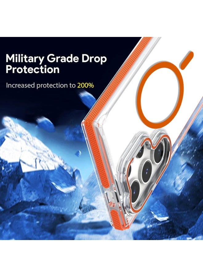 Raxoom Stronger Magnetic Clear Case for Samsung Galaxy S25 ultra Anti-Fall Wireless Charge Colorful Frame Acrylic Cover,Gray,for Galaxy S25 Ultra - Image 4