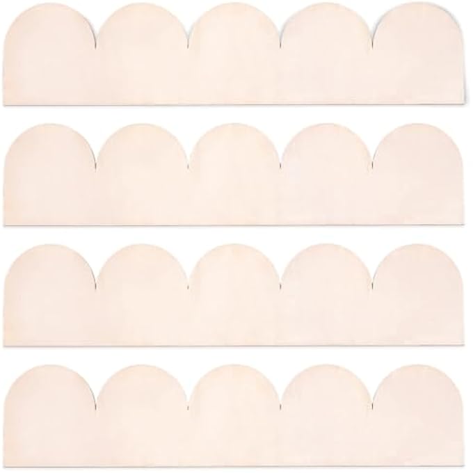 12PCS 3.5 X 15.7 INCH UNFINISHED WOODEN TRIM SCALLOPED BORDER TRIM OLD LACE WOVEN BLANK WOOD DECORATIVE TILE FOR HOME WALL CABINET SHELF WINDOW DOOR DOLLHOUSES PHOTO FRAME DIY DECOR - Image 1