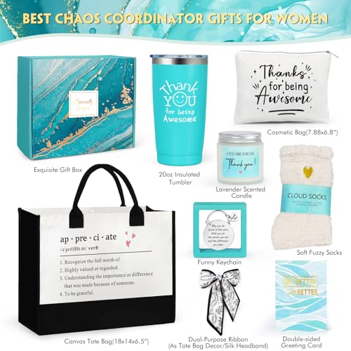Suhctuptx Thank You Gifts for Women Employee Appreciation Gifts Appreciation Gift for Coworkers Teachers Employees Gratitude Basket with Canvas Tote Bag Thank You for Being Awesome Tumbler - Image 3