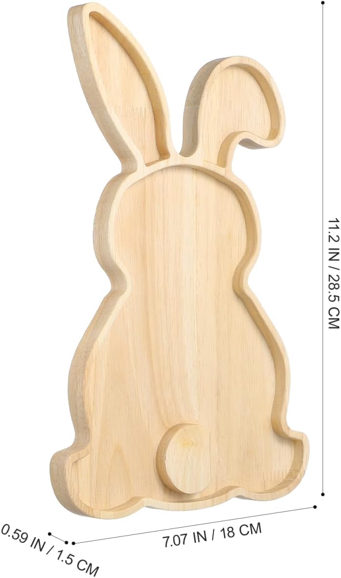 DEARMAMY Rabbit Shaped Charcuterie Board Wood Bunny Cutting Board Cheese Board Serving Board Platter Dessert Serving Tray Holiday Salad Dish Fruit Plate - Image 2