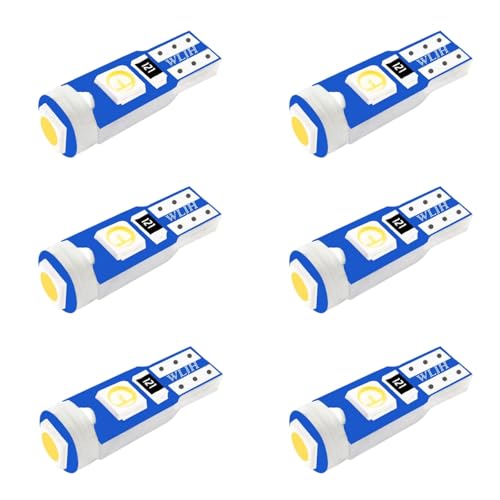 WLJH 6 Pack T5 LED Bulb Yellow 74 73 17 2721 Canbus Error Free 3-SMD 3030 LED Gauge Cluster Dashboard Indicator Light Bulbs,Plug and Play - Image 1