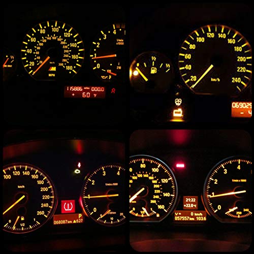 WLJH 6 Pack T5 LED Bulb Yellow 74 73 17 2721 Canbus Error Free 3-SMD 3030 LED Gauge Cluster Dashboard Indicator Light Bulbs,Plug and Play - Image 5