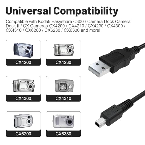 Arzweyk Replacement U-4 U4 USB Data Cable Cord Compatible with Kodak Easyshare C300 CX4200 CX4300 CX7300 DX3700 DX7630 LS443 LS633 Z7590, Konica Minolta DiMage 7 Series 5 Digital Cameras - Image 2