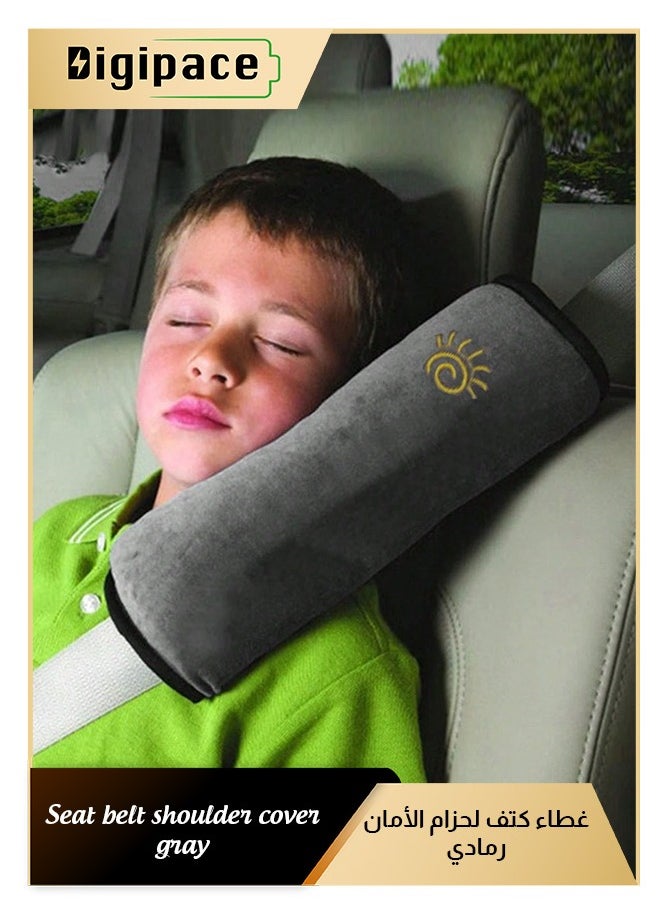 Digipace Car Seat Belt Pillow Soft Car Headrest Neck Support Headrest Seat Belt Pillow Cover Suitable for Children Babies Adults Gray  - Image 1