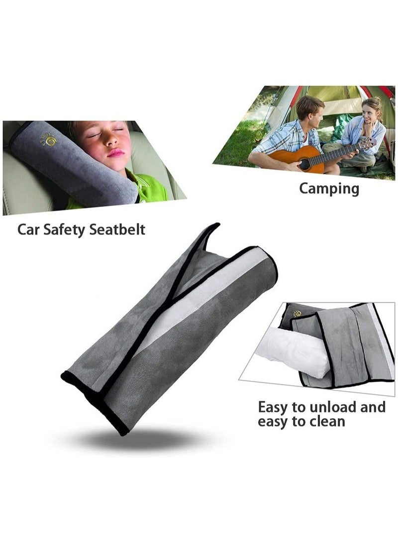 Car Seat Belt Pillow Soft Car Headrest Neck Support Headrest Seat Belt Pillow Cover Suitable for Children Babies Adults Gray - Image 3