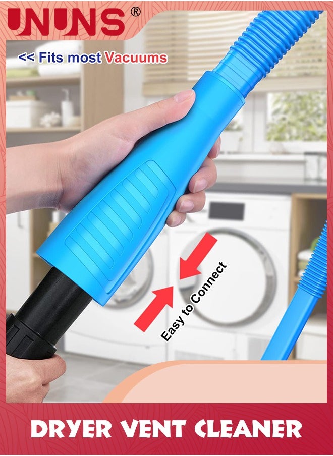 UNUNS 2 Pieces Dryer Vent Cleaner Kit,Dryer Lint Vacuum Attachment Lint Remover,Lint Remover Refrigerator Coil Brush,Blue  - Image 2