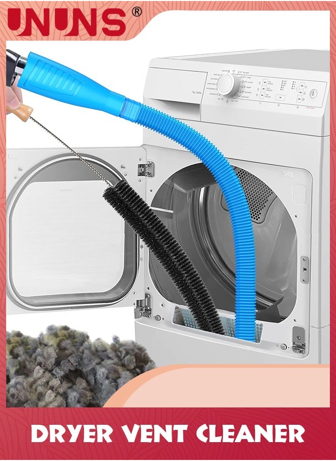 UNUNS 2 Pieces Dryer Vent Cleaner Kit,Dryer Lint Vacuum Attachment Lint Remover,Lint Remover Refrigerator Coil Brush,Blue  - Image 1