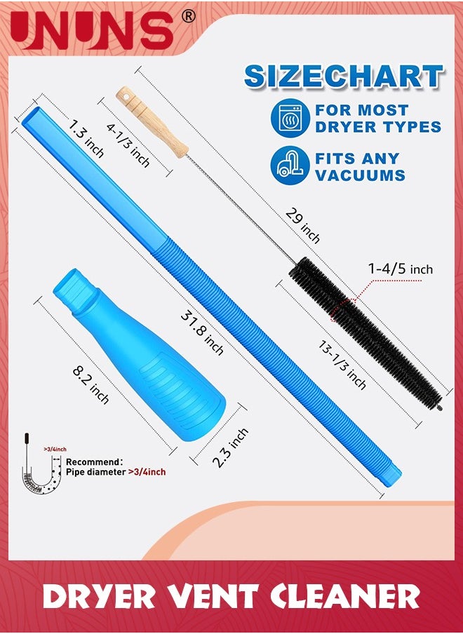 UNUNS 2 Pieces Dryer Vent Cleaner Kit,Dryer Lint Vacuum Attachment Lint Remover,Lint Remover Refrigerator Coil Brush,Blue  - Image 3