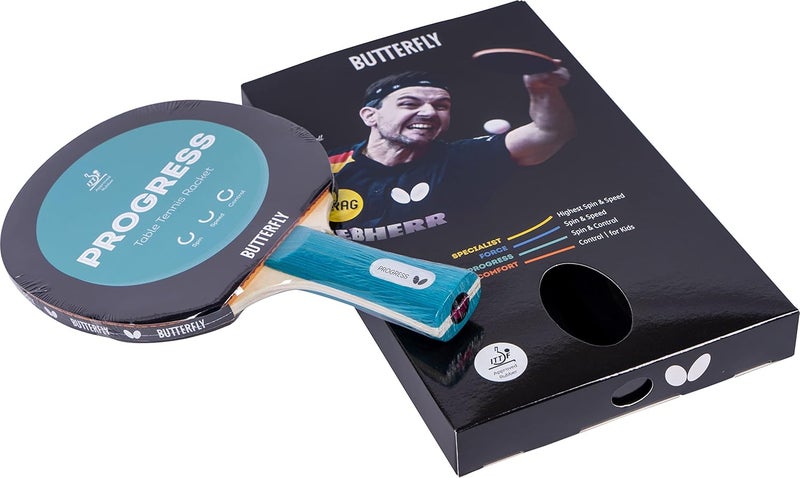 Butterfly Progress Table Tennis Bat, Black/Red - Image 1